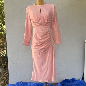 Elegant Pink Long Sleeve Dress